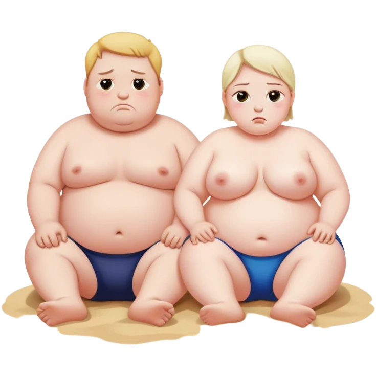 sad fat people sitting on a beach emoji