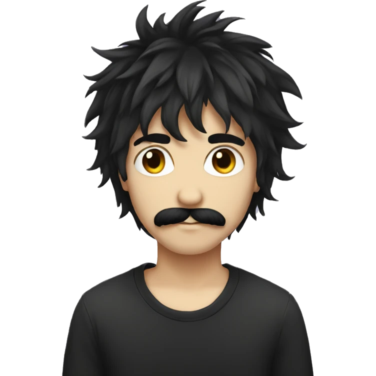 emo boy with shaggy hair and moustache emoji
