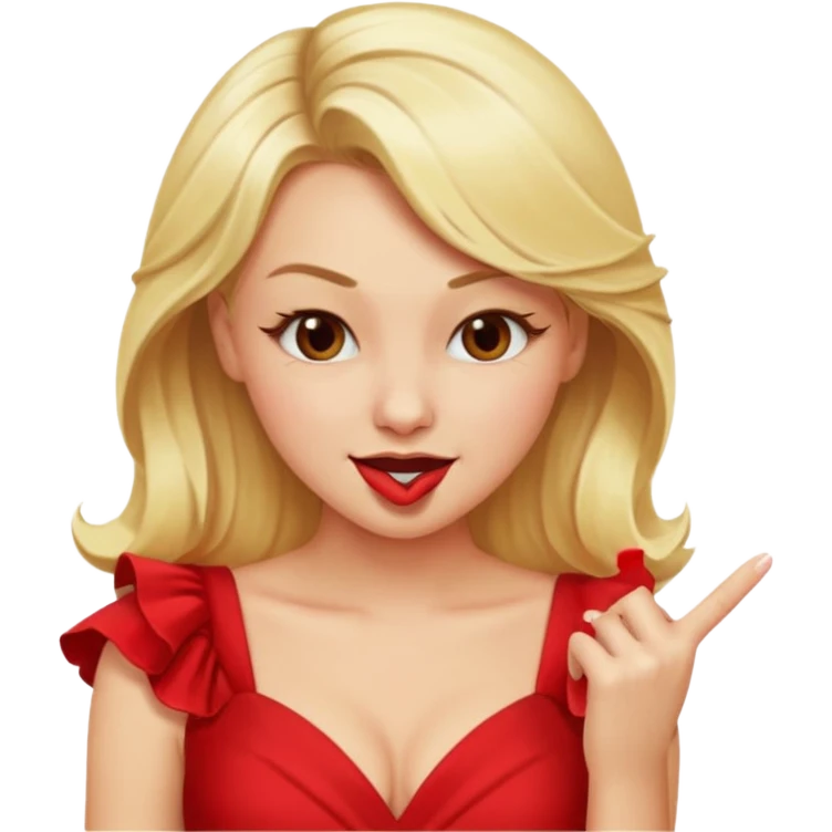 blonde woman biting her finger and winking flirtatiously emoji emoji