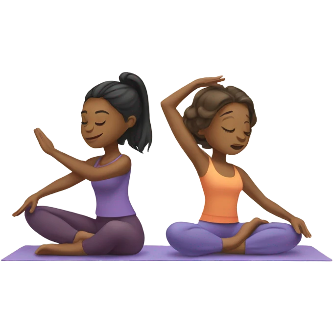 Two girls doing yoga emoji