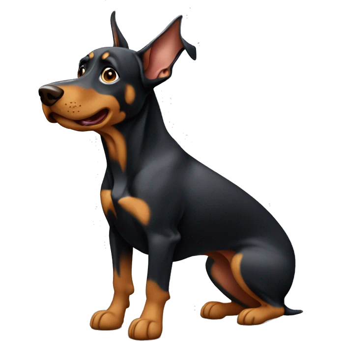 Cachorro dobermann segurando um peso na academia  emoji