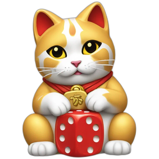 maneki neko holding dice emoji