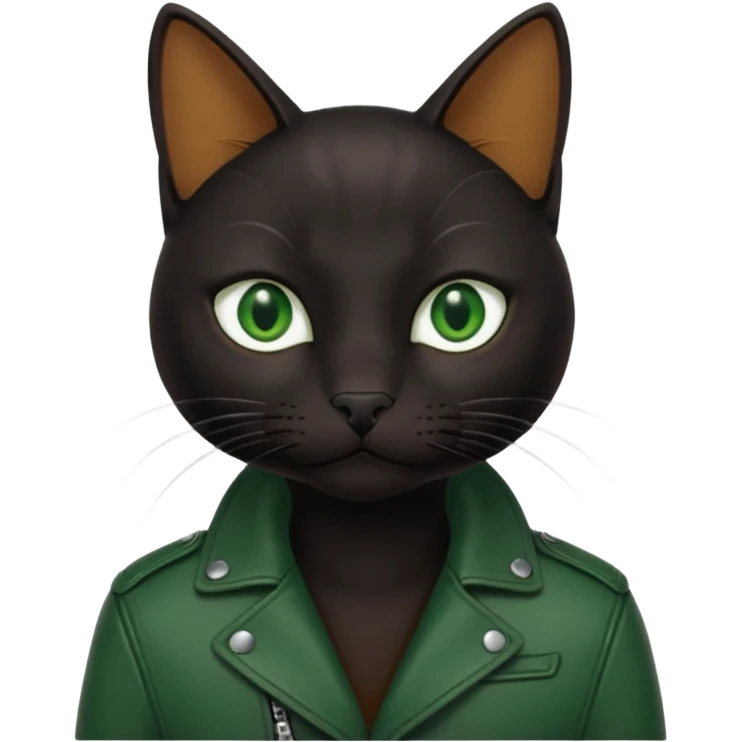 black cat with brown leather jacket emoji
