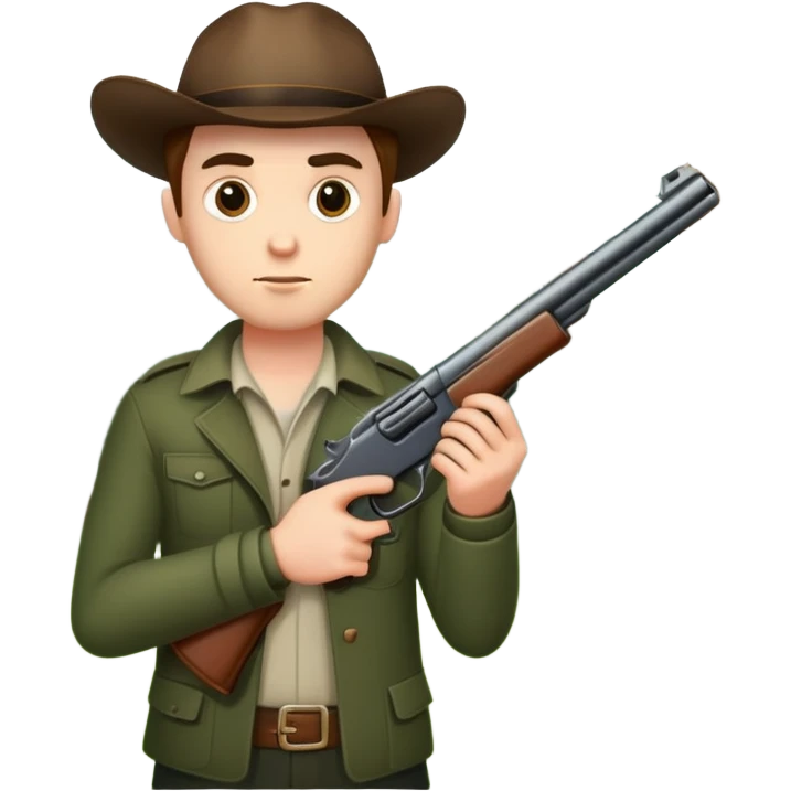 a man in the woods holding a gun emoji