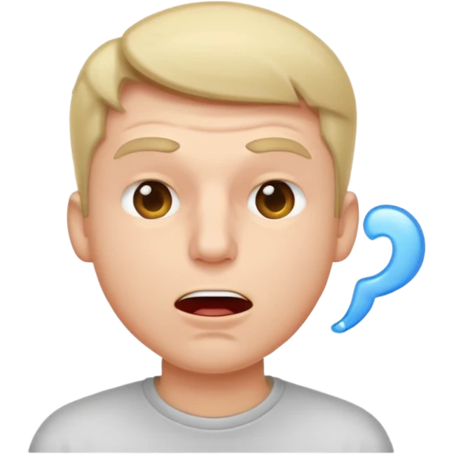 A male with squinting eyes but the mouth is blowing out emoji