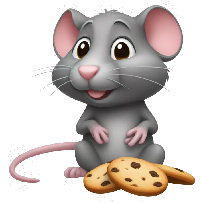A rat in paws with cookies emoji