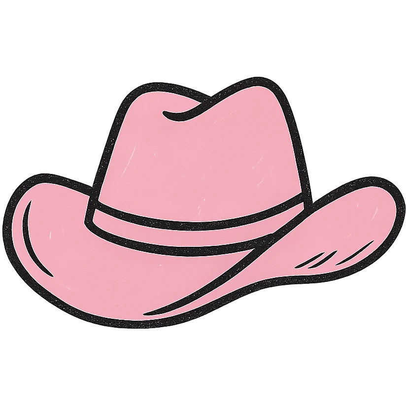 pink cowgirl hat, simple, iconic, no text, clean background emoji