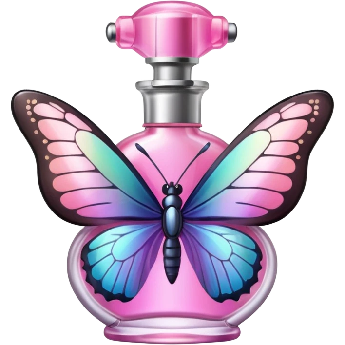 Pink perfume spray with butterflies on bottle  emoji
