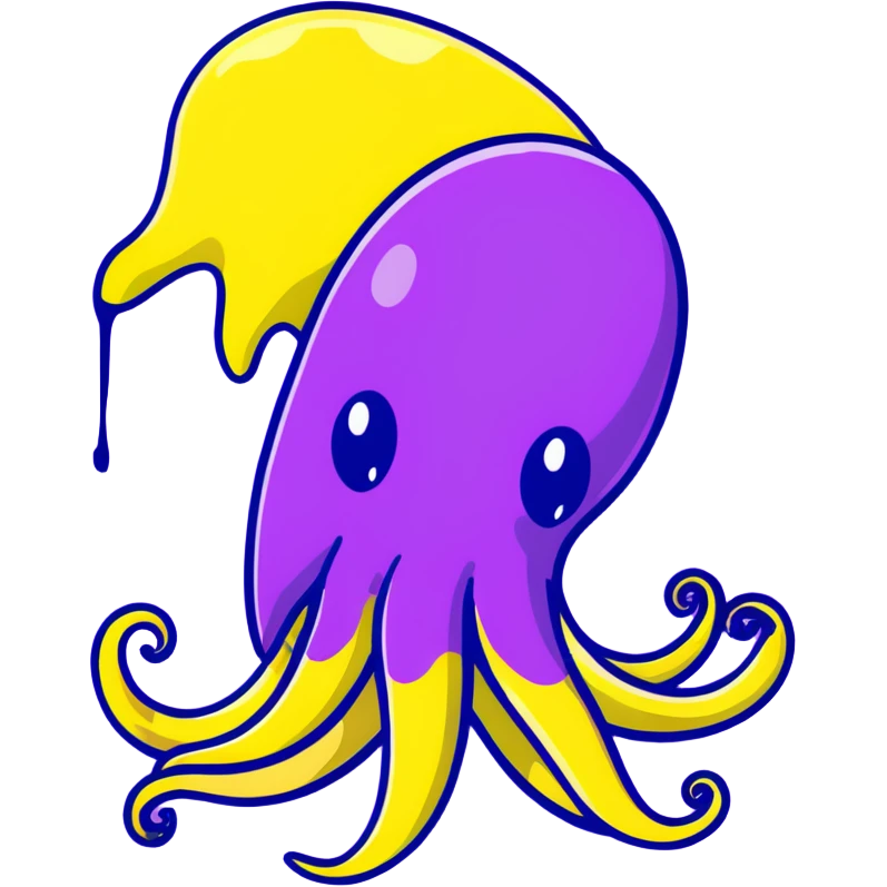 A purple squid with ink spray emoji