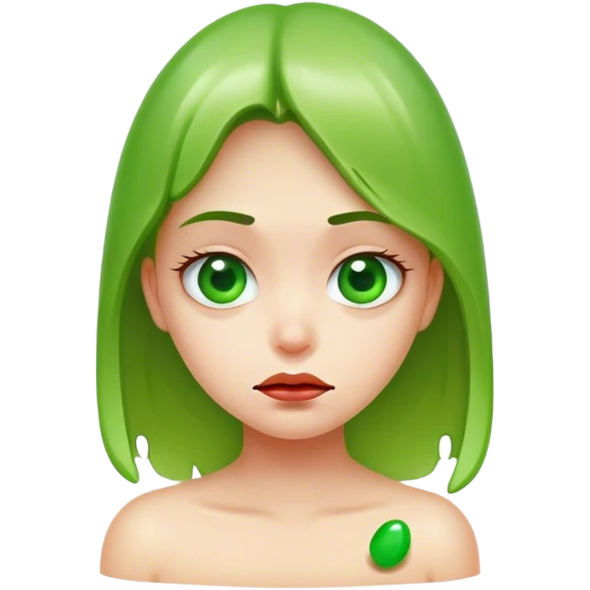 Jelly bean green half frown female  emoji