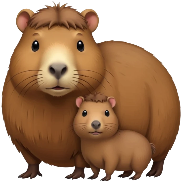 Capybara cute with it mom emoji