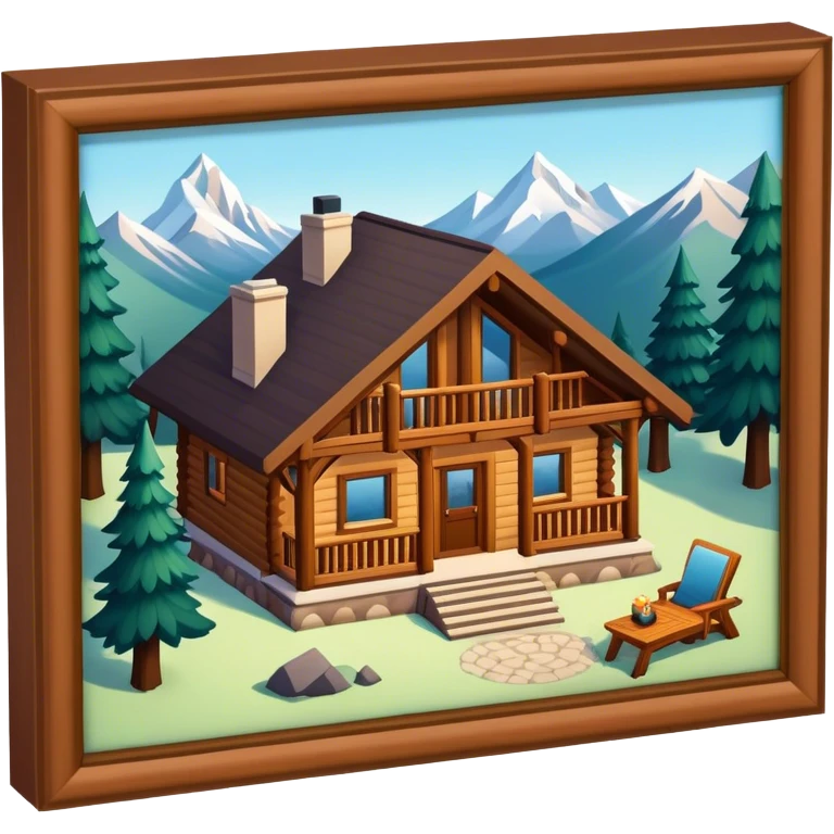 cozy montana lodge isometric emoji