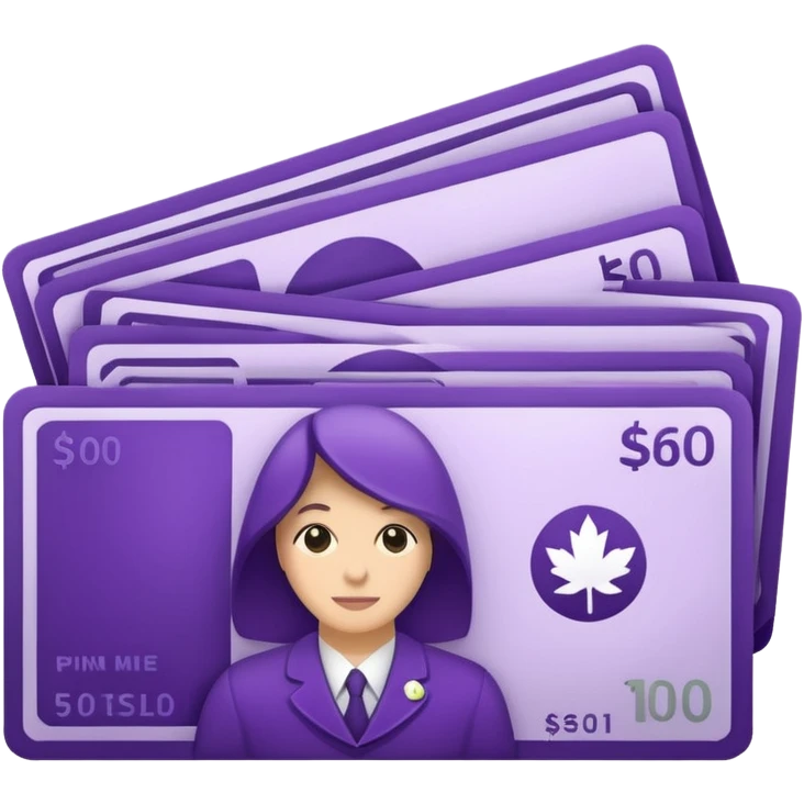 purple bank notes with subtle pine logo on it emoji