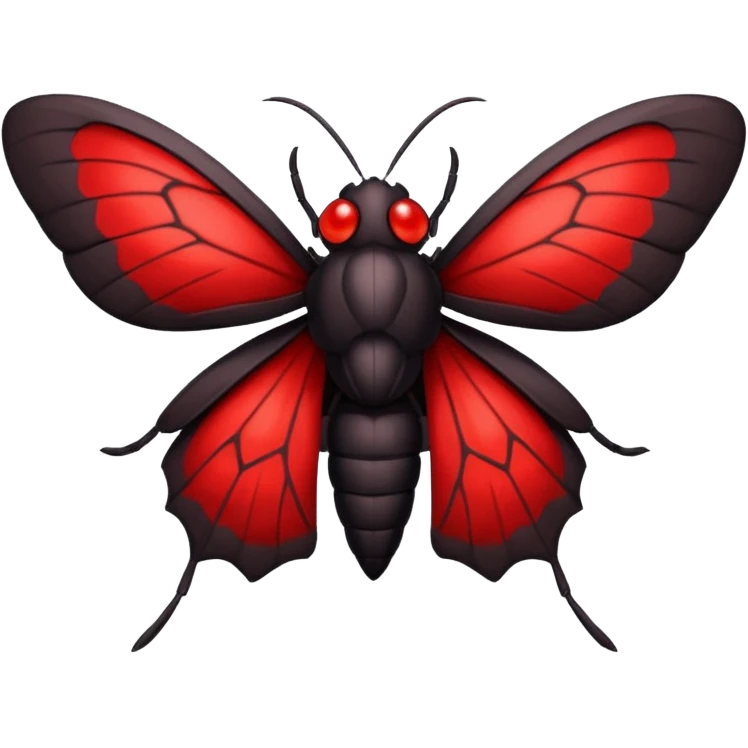A sexy black and red moth with glowing red eyes with a manly human like body emoji