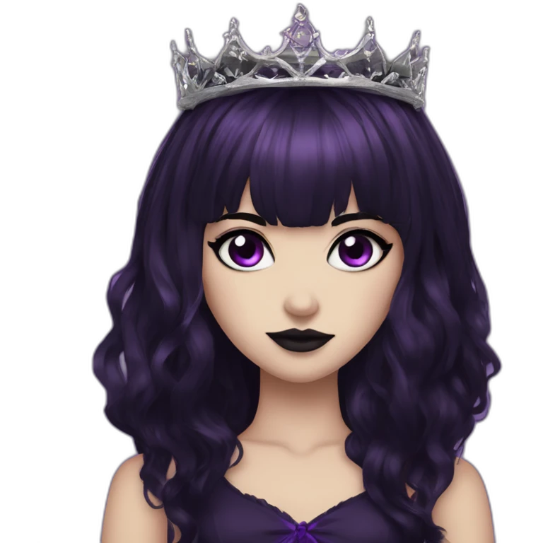 Elissabat-with-bangs-long-hair-dark-purple-and-black-vampire-goth-makeup-crown-pinkeyes emoji