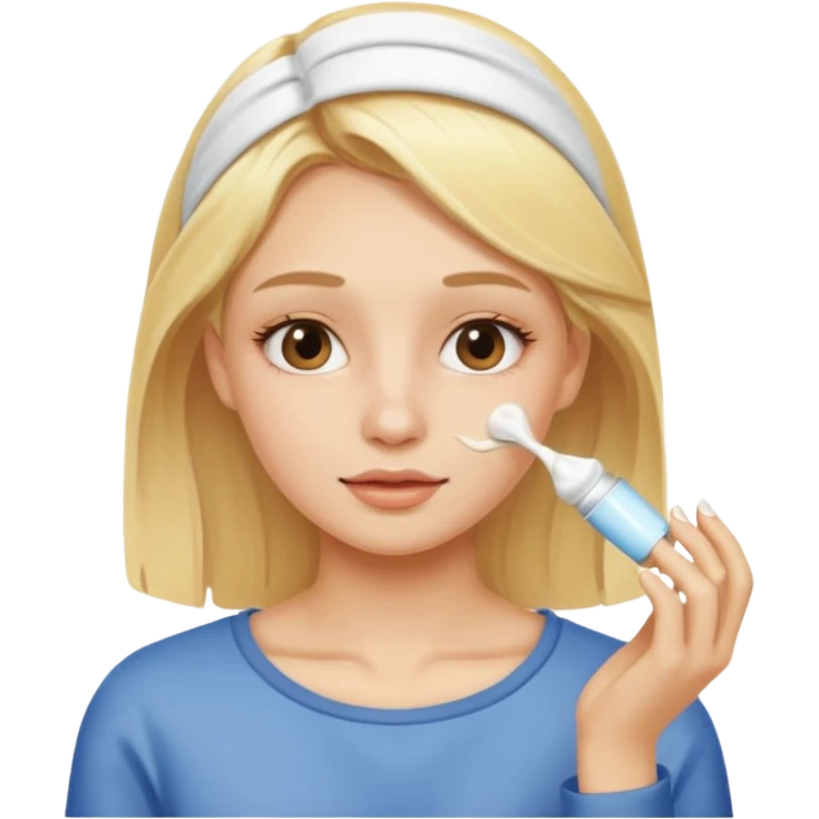 blonde girl applying cream on her face emoji