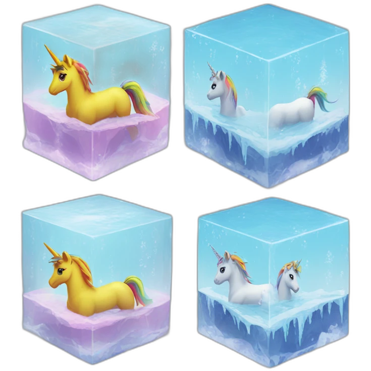rainbow-unicorn-in-water-frozen-cube emoji