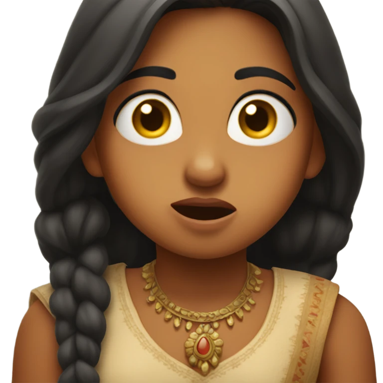 Indian girl with a shocked face emoji