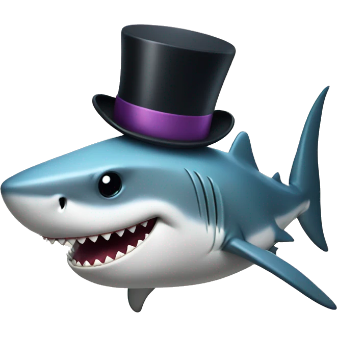 Shark with a top hat emoji