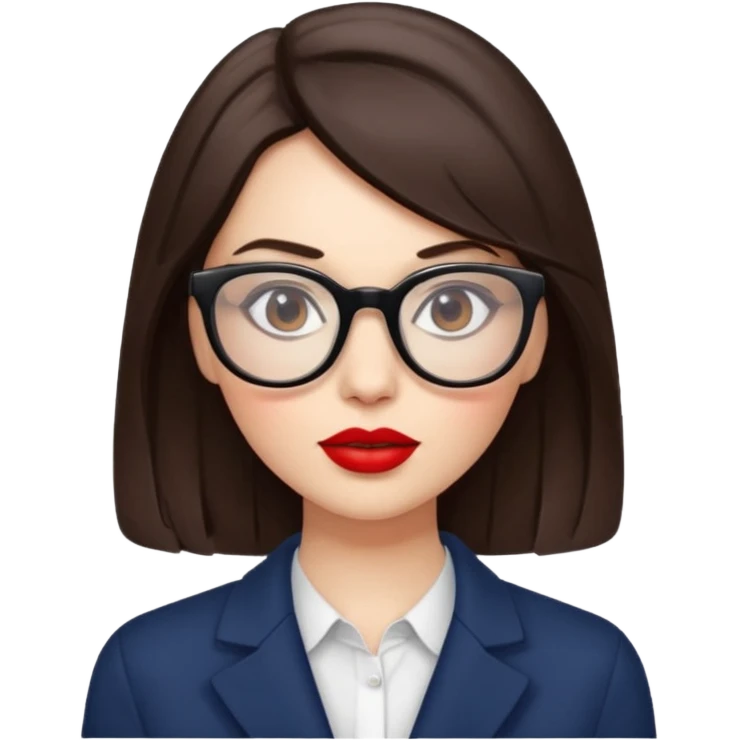 brunette with red lipstick and glasses emoji