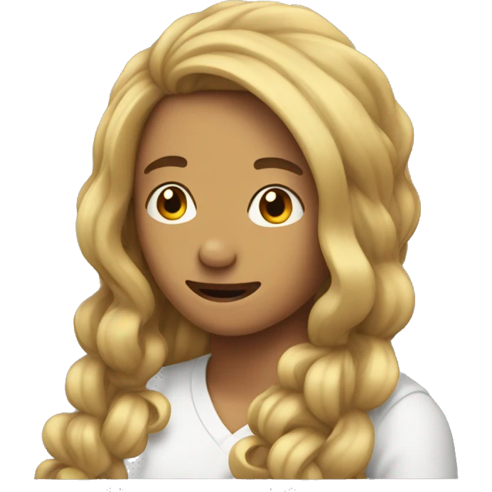 Shyly tucking in hair emoji