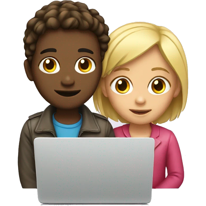 Girl and boy laptop emoji