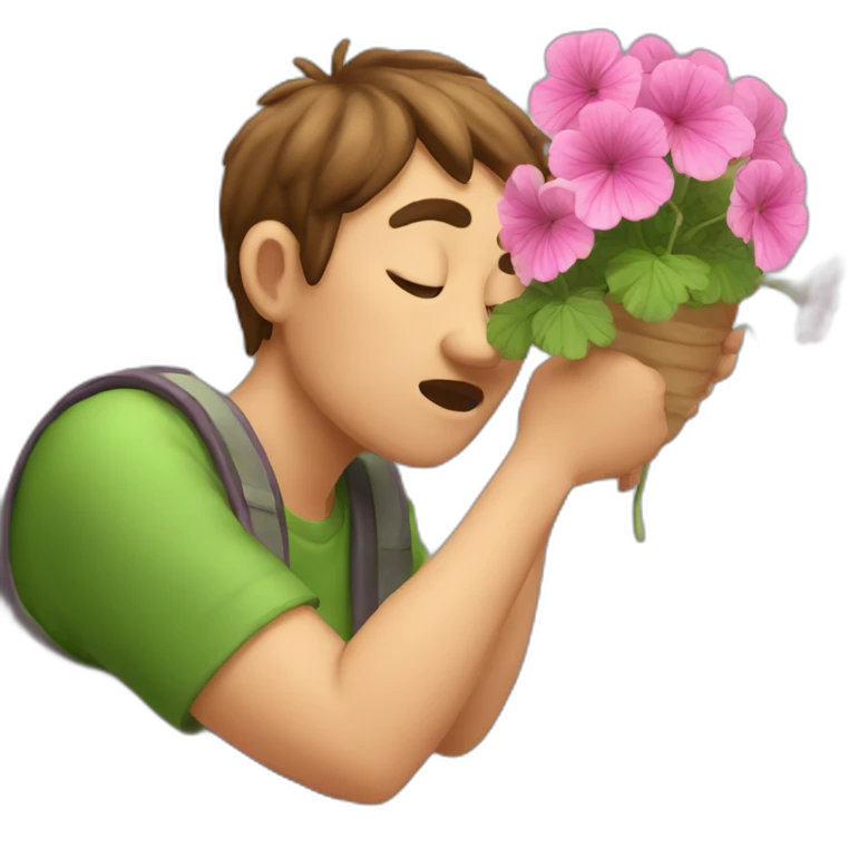 Smelling a geranium emoji