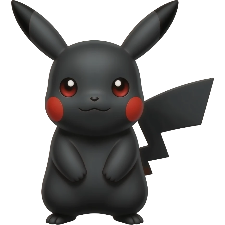Pikachu with black skin and red eyes emoji