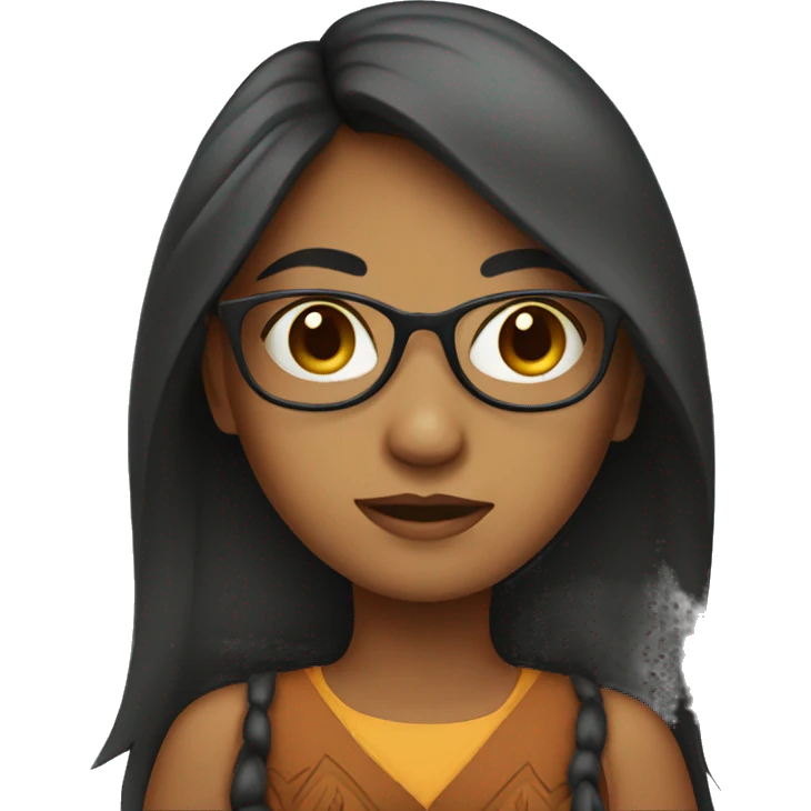 Indian girl with glasses and long hair emoji