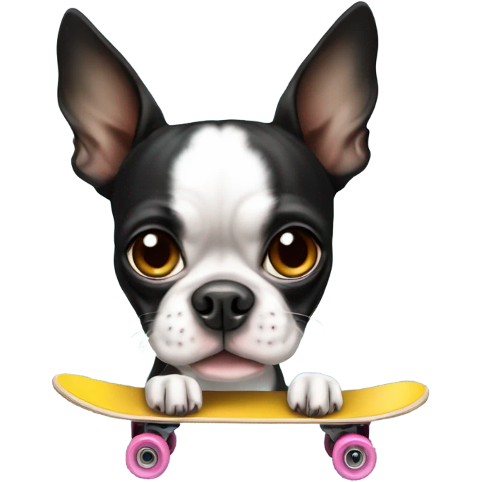 Boston terrier in skateboard emoji