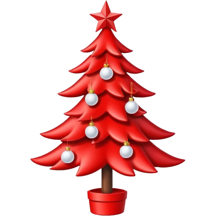 red Christmas tree with white star and white Christmas balls emoji