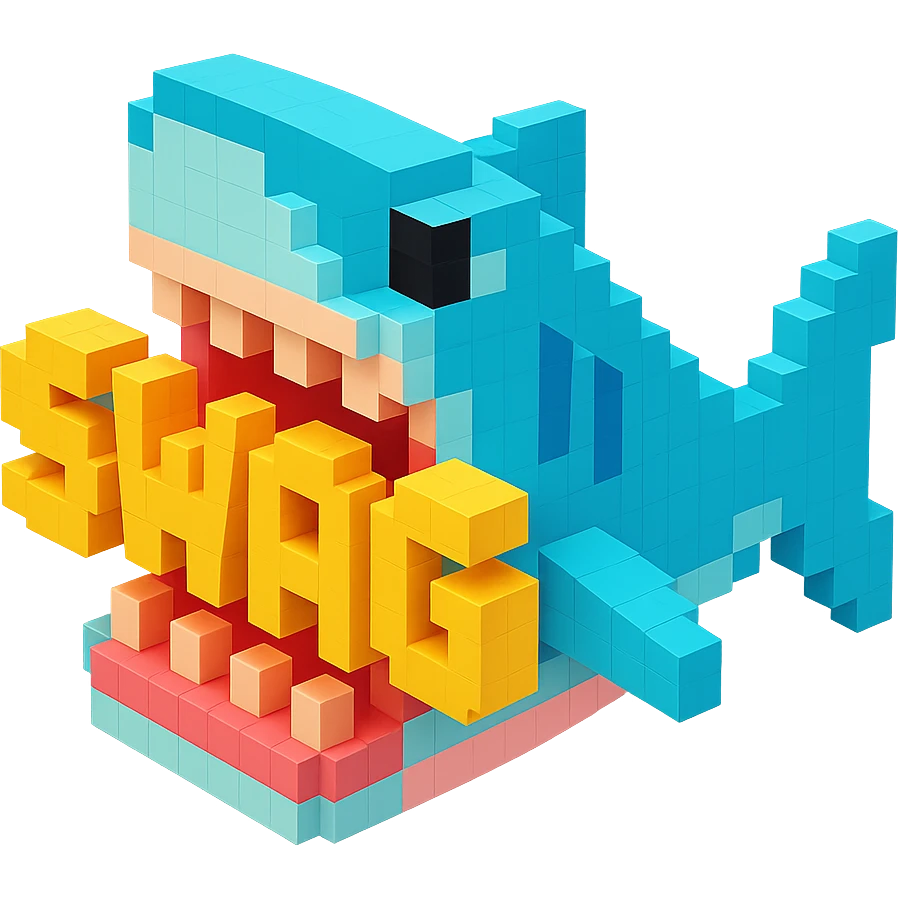 акула в пасти которой надпись SWAG, no background emoji