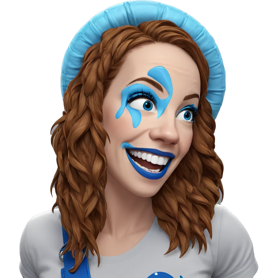 smiling girl with blue lips emoji