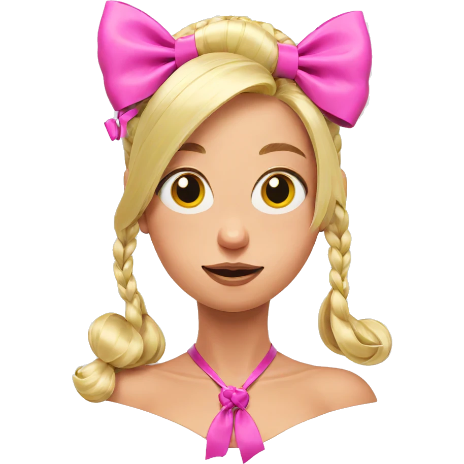 blonde girl with colorful bows emoji