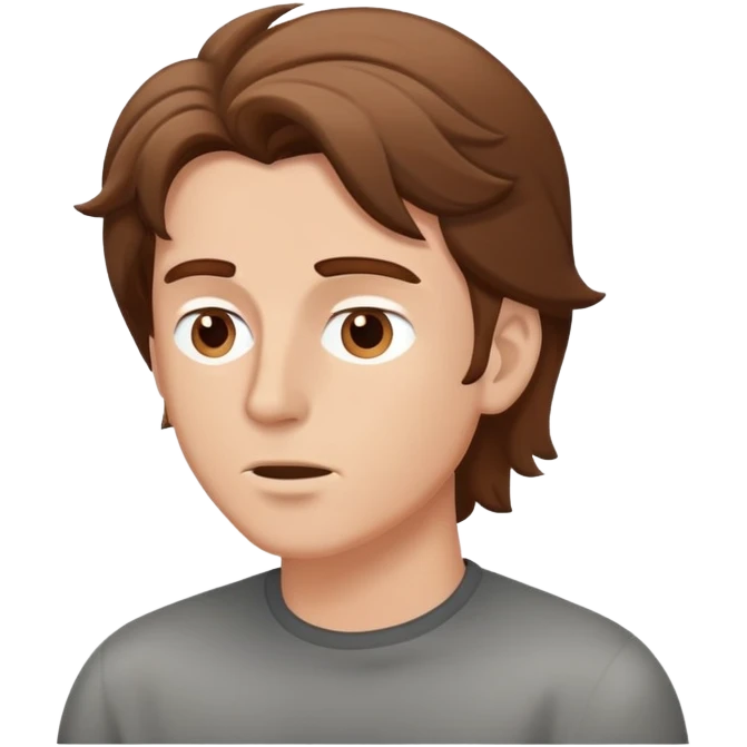 White man with brown hair blowing in the wind  emoji