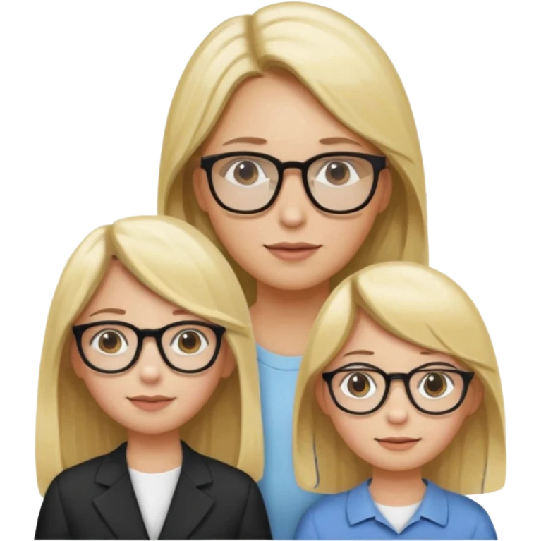 je voudrai un emoji d'une fille aux cheveux longs et blonds avec des lunettes avec son papa chatain et sa maman blonde emoji