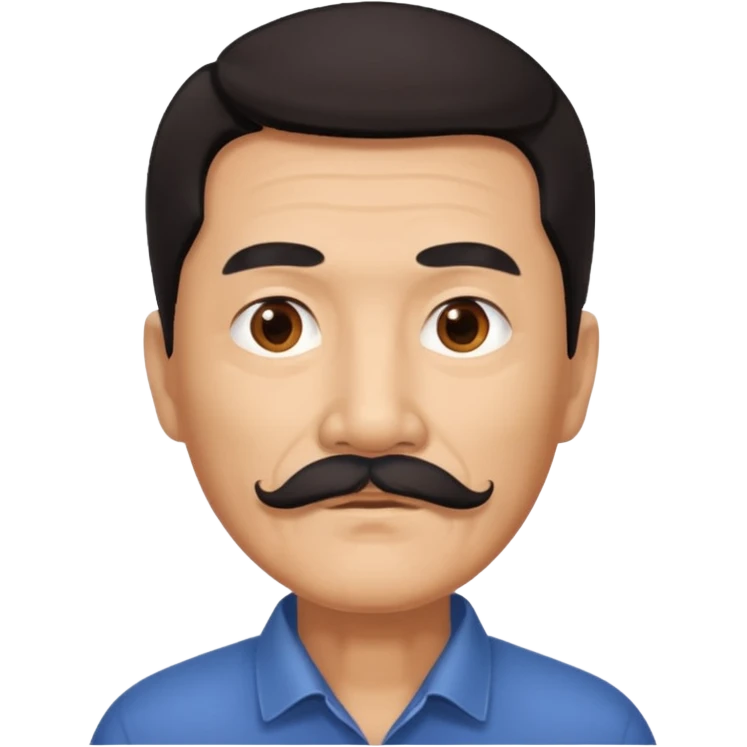 Older Chinese man with dark hair and full mustache emoji