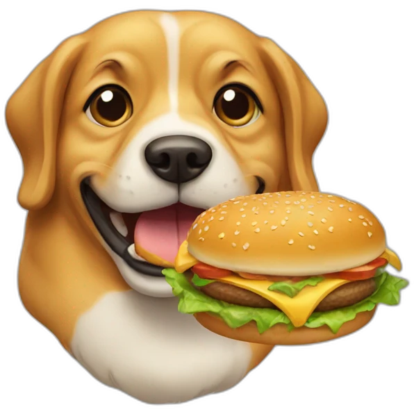 dog eating hamburger emoji