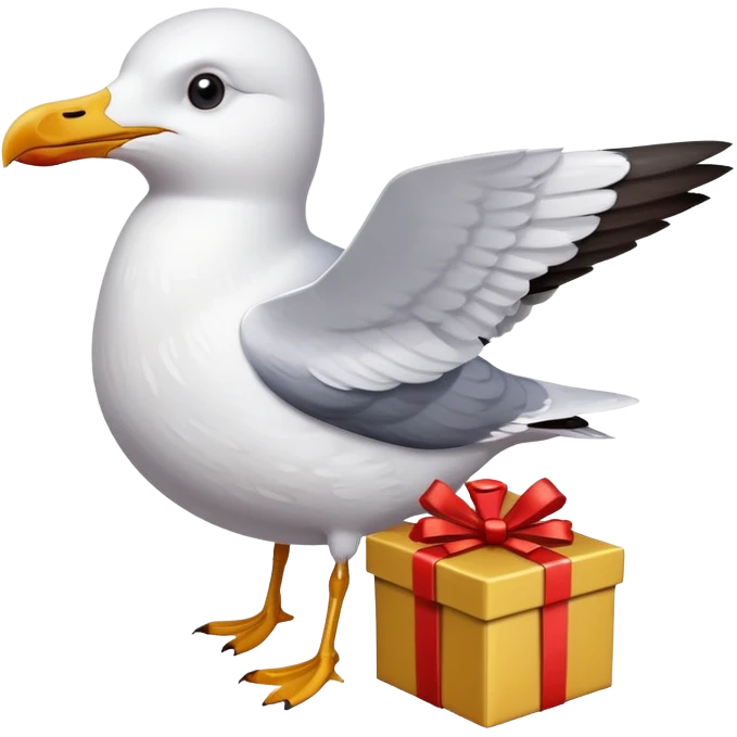 The seagull takes gift box emoji
