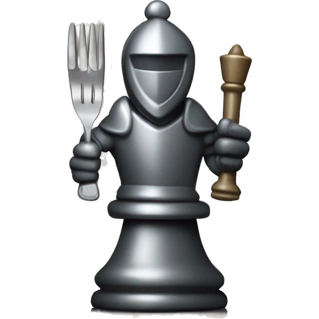 chess Knight piece with fork in hand emoji