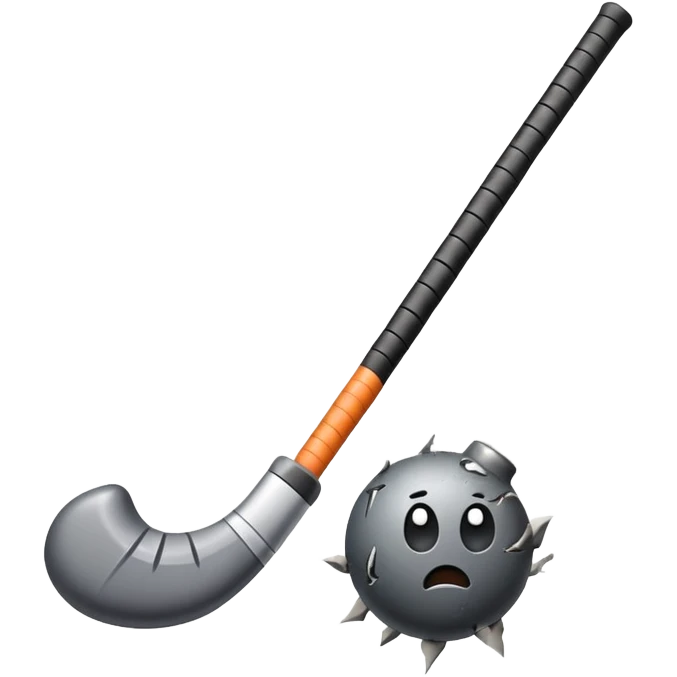 Field hockey stick with some blew up bom in the back emoji