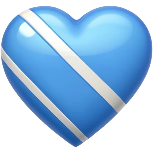 Glossy blue heart with athletic stripes going down the side emoji