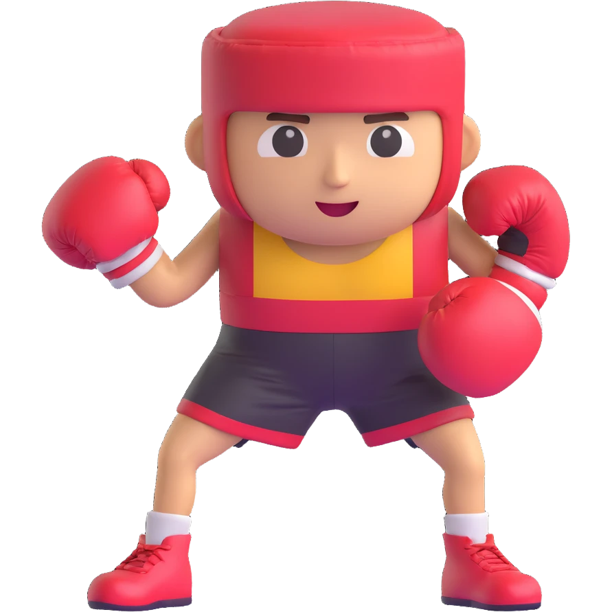 boxing character, 3D emoji style, expressive and detailed emoji