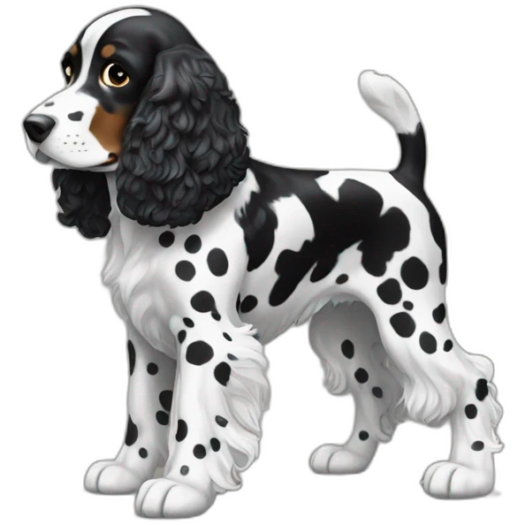 Black with white spots working cocker spaniel emoji