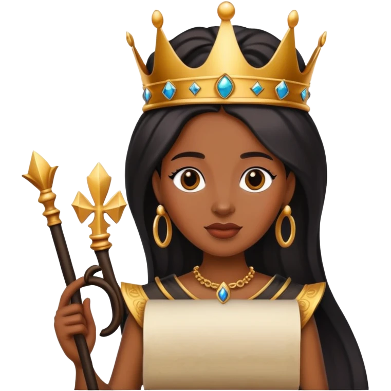 Crowned black queen holding a scroll emoji