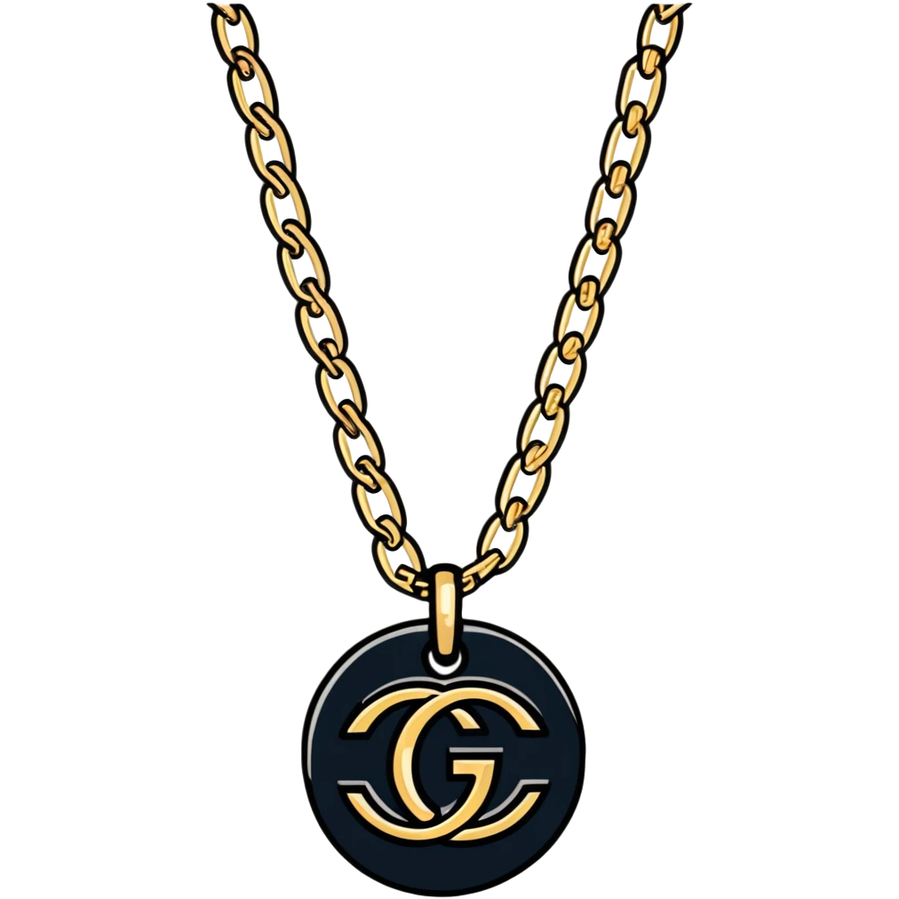 gold Gucci chain with G logo pendant emoji