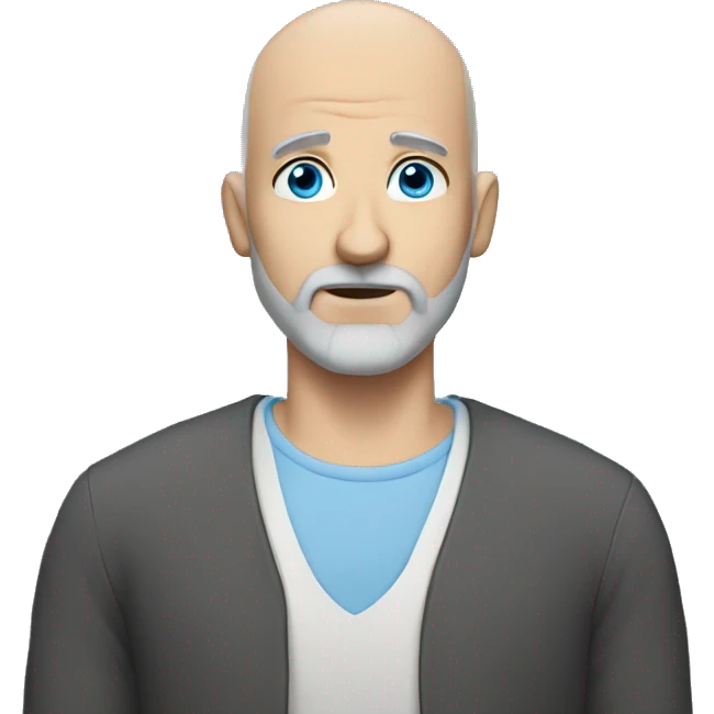 Bald man grey beard blue eyes emoji