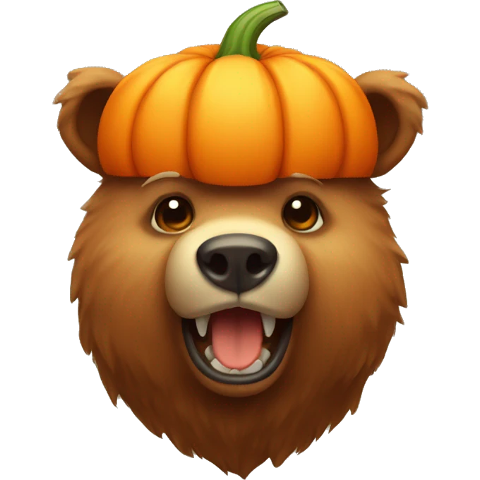 a cute bear with a little pumpkin on his head emoji
