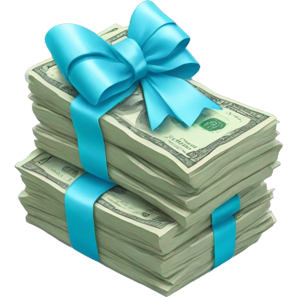 stack of money with light blue bow emoji