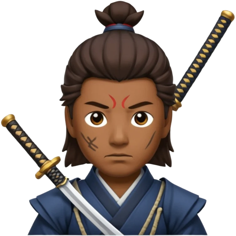 Samurai with brown skin and samurai sword emoji